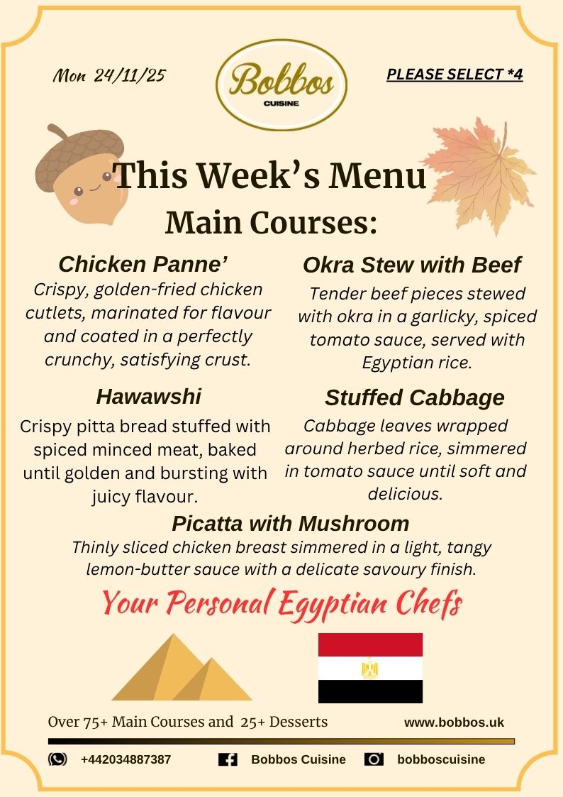 Menu Wc 24th November 2025