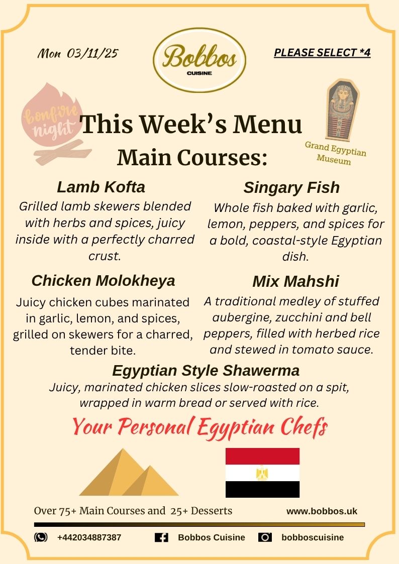 Menu Wc 3rd November 2025