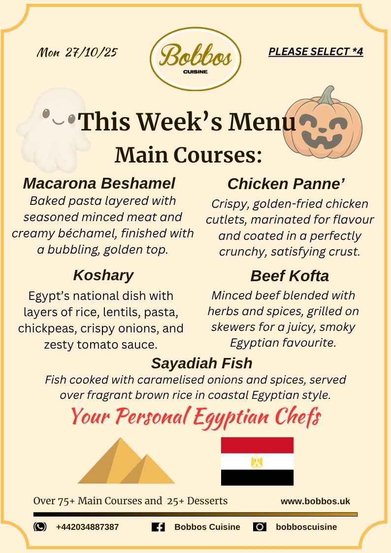 Menu Wc 27th October 2025